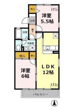 スクウェアガーデンⅡ(2LDK/2階)の間取り写真