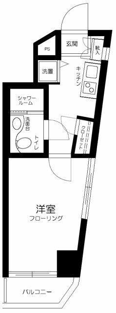 スカイコート新宿曙橋(1K/9階)の間取り写真