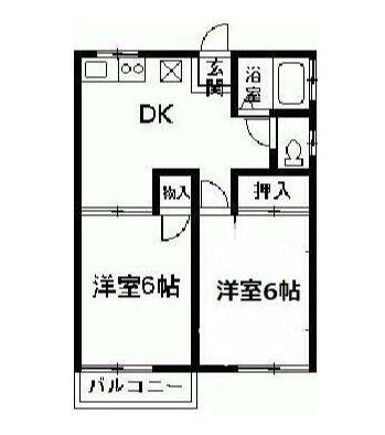 アカギ第一ハイツ(2DK/1階)の間取り写真