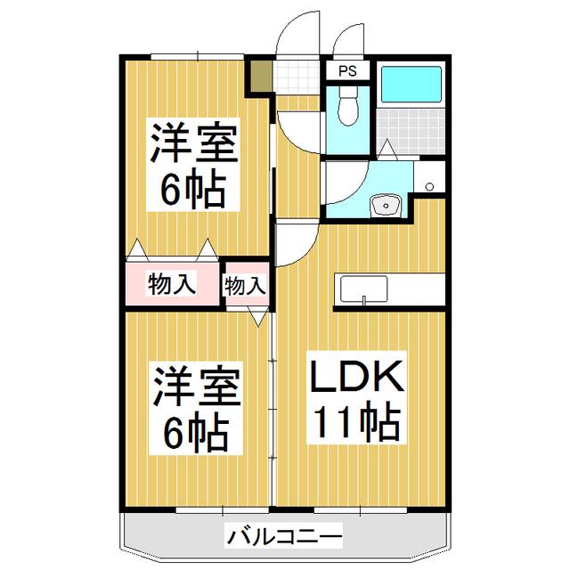 ハミルトングレイス(2LDK/2階)の間取り写真