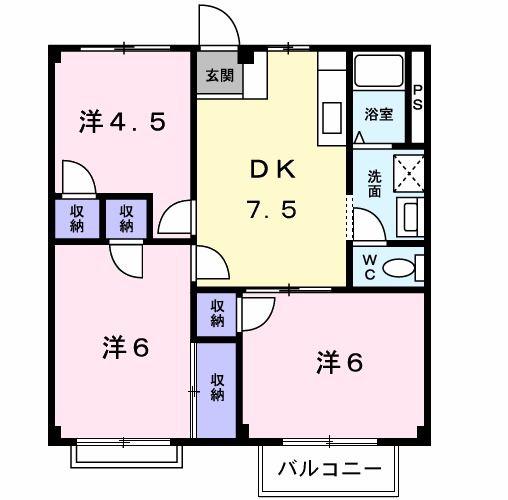 エルディムユーユー3(3DK/2階)の間取り写真