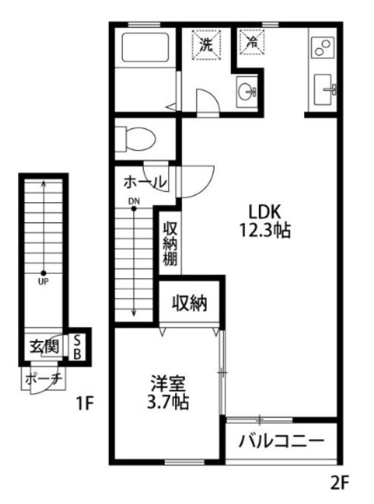 グランドコンフォートI(1LDK/2階)の間取り写真