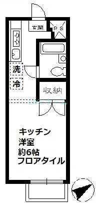 ハスニューハウンA棟(ワンルーム/1階)の間取り写真
