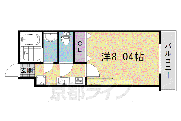 MESA VERDE 京都西大路三条(1K/1階)の間取り写真