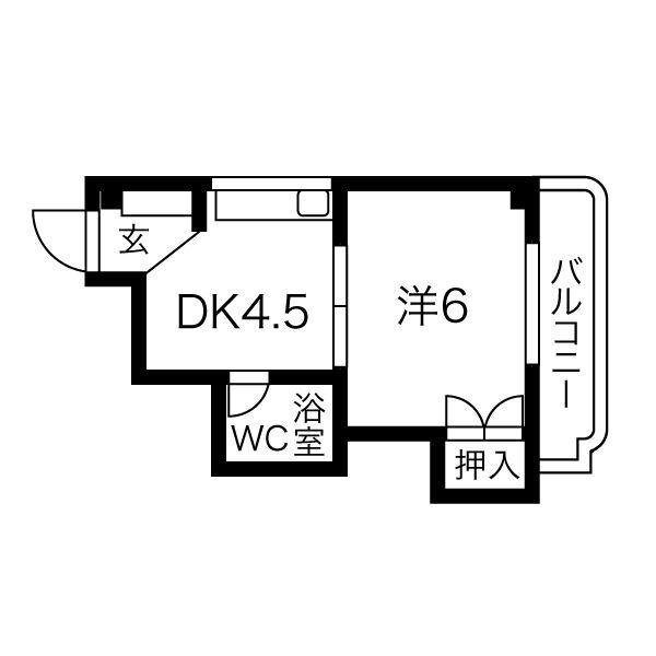SUN高倉(1DK/5階)の間取り写真