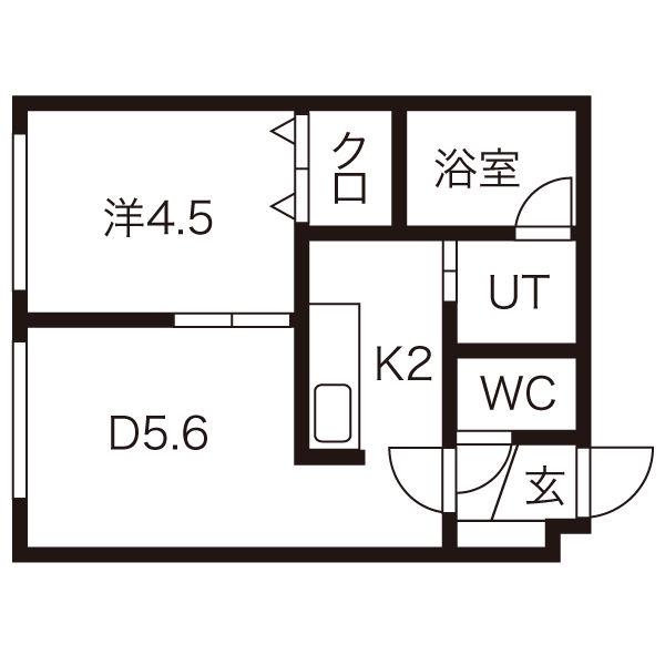ローヤルハイツ水車町(1DK/2階)の間取り写真