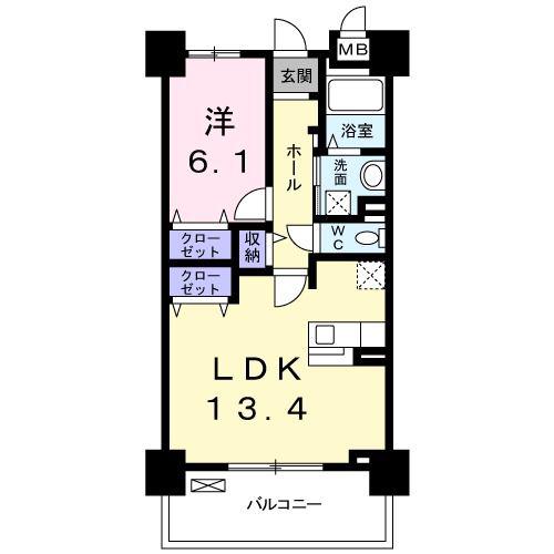 グラン フレール(1LDK/6階)の間取り写真