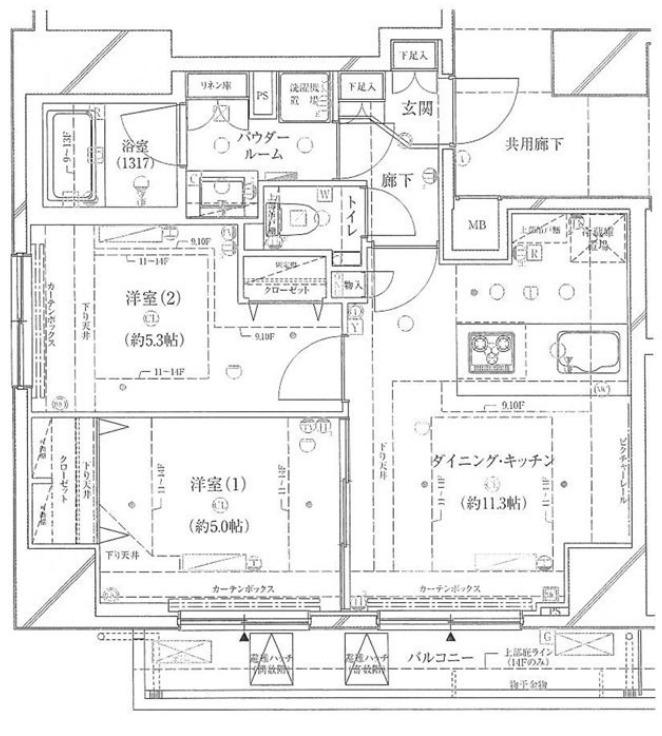  メインステージ新橋(2LDK/14階)の間取り写真