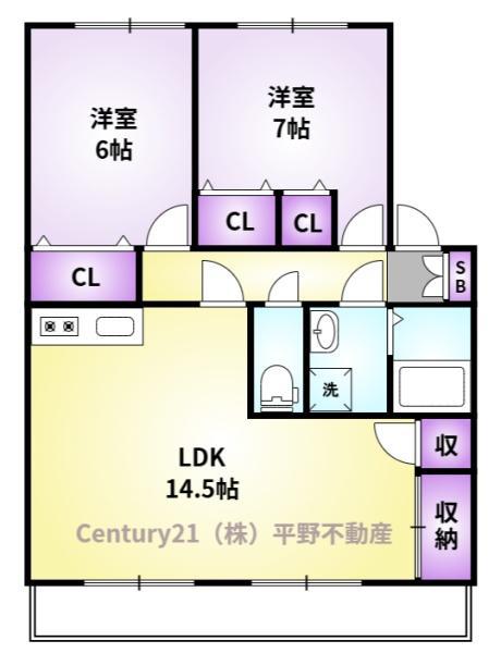 クレール A(2LDK/2階)の間取り写真
