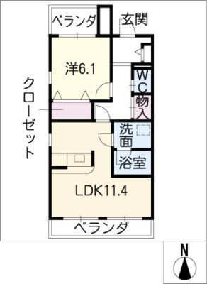 CREWS SQUARE(1LDK/2階)の間取り写真