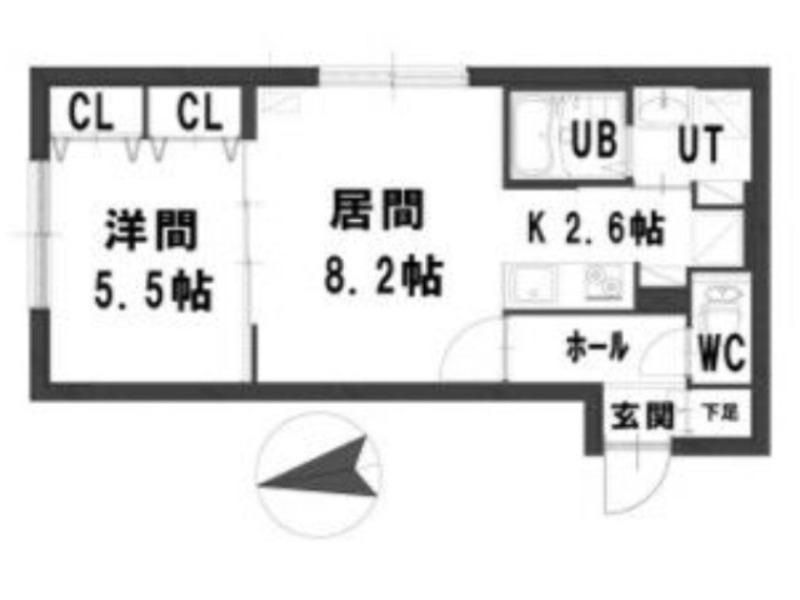 グランメールAUBE(1LDK/2階)の間取り写真