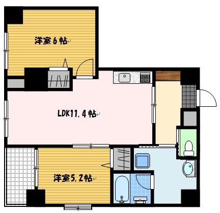 コア筑後町(2LDK/5階)の間取り写真