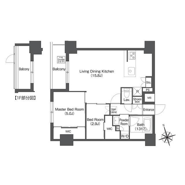 コンフォリア日暮里(2LDK/4階)の間取り写真