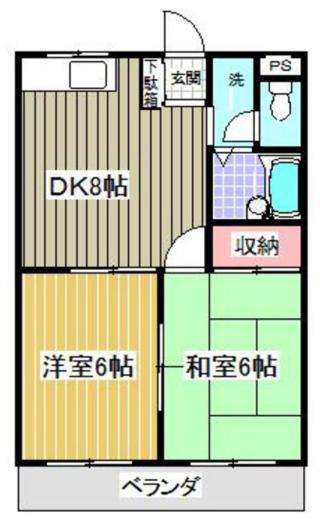 ニューカレード(2DK/1階)の間取り写真