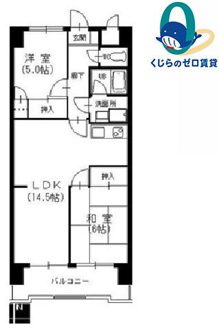 ジュフク松本(2LDK/6階)の間取り写真