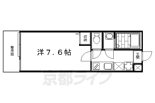 フラッティ四条大宮II(1K/1階)の間取り写真