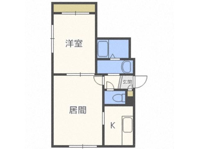 エスペランサ平岸(1LDK/1階)の間取り写真