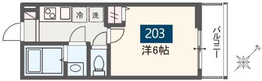 MELDIA岩槻III(1K/2階)の間取り写真