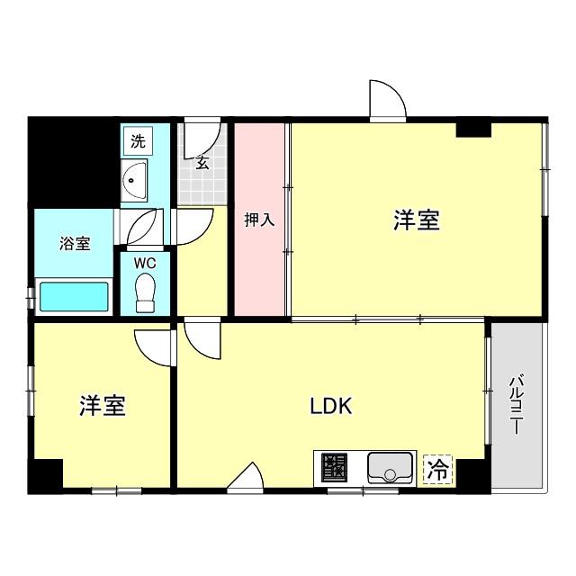 プラザ1(2LDK/4階)の間取り写真