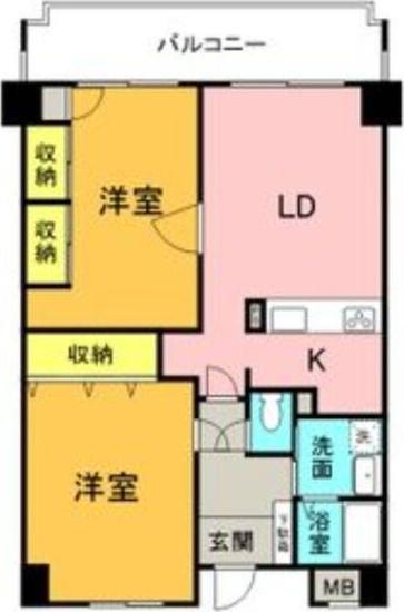 グランデ元塩(2LDK/6階)の間取り写真