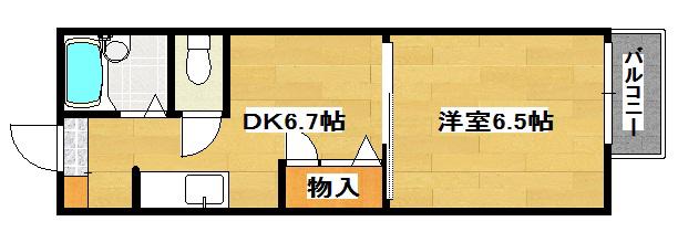 ディアス穴生(1DK/2階)の間取り写真