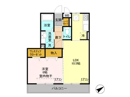ハイグレードみずほ野(1LDK/2階)の間取り写真