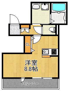 NEW SAFOLE綱島東 A棟(ワンルーム/2階)の間取り写真