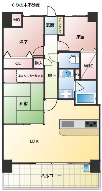 アルファライフ今治銀座II(3LDK/2階)の間取り写真