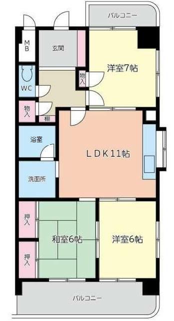 ウィンザーガーデン(3LDK/6階)の間取り写真