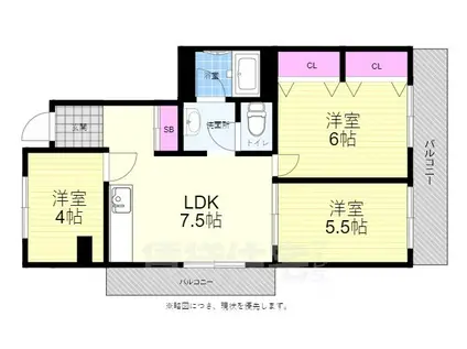 安本ビル(3LDK/5階)の間取り写真