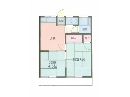 コーポシバハラ(2DK/2階)の間取り写真