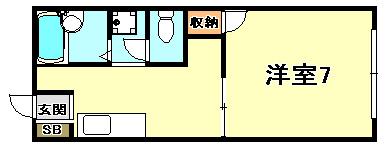 ルシエール平野C棟(1K/1階)の間取り写真