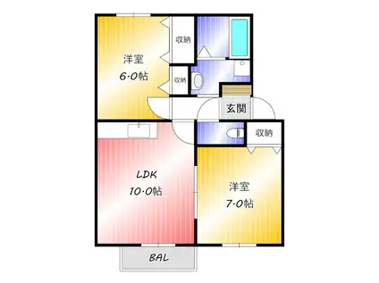 RURIKA HOUSE(2LDK/2階)の間取り写真