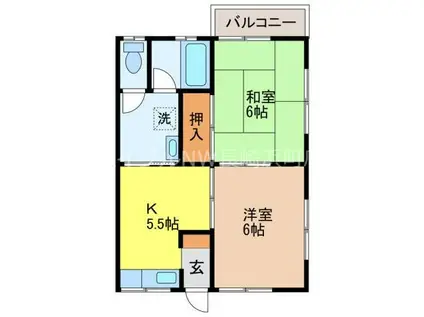 永川アパート 2号館(2K/2階)の間取り写真