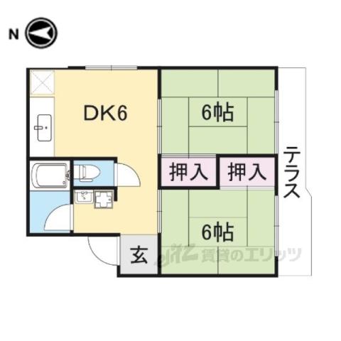 高塚コーポラス(2DK/1階)の間取り写真