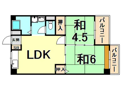 オーティハイツ広田(2DK/2階)の間取り写真
