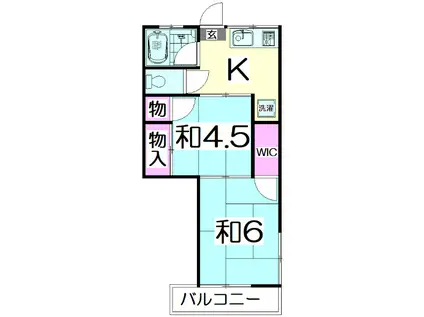 西竹の塚2丁目アパート(2K/2階)の間取り写真