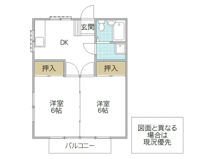 富山マンション(2DK/2階)の間取り写真