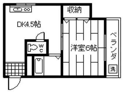 松茂マンション(1DK/4階)の間取り写真