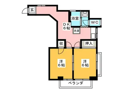 山室ビル(2DK/3階)の間取り写真