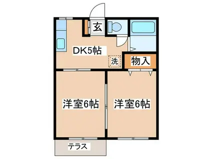 宝野ハイツ(2DK/1階)の間取り写真