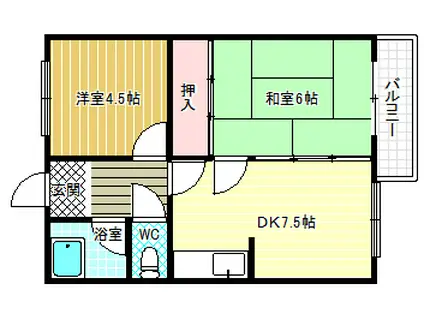香川マンション(2DK/2階)の間取り写真