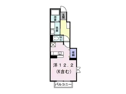 ピュールメゾン茅ヶ崎(ワンルーム/1階)の間取り写真
