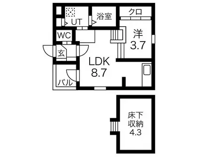 ハーモニーテラス天塚町II(1LDK/1階)の間取り写真
