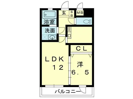エリシオン保田窪(1LDK/2階)の間取り写真