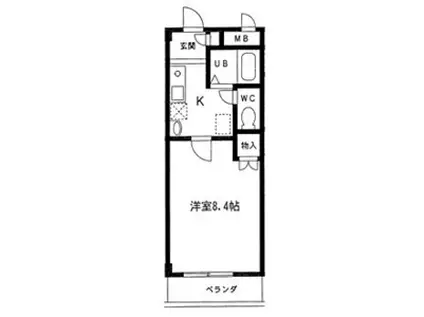 レジデンス赤坂(1K/2階)の間取り写真