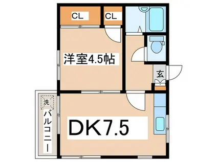 メゾン十和田(1DK/2階)の間取り写真