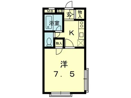ラージヒル月出(ワンルーム/1階)の間取り写真
