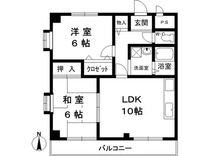 サンシャイン明田(2LDK/1階)の間取り写真