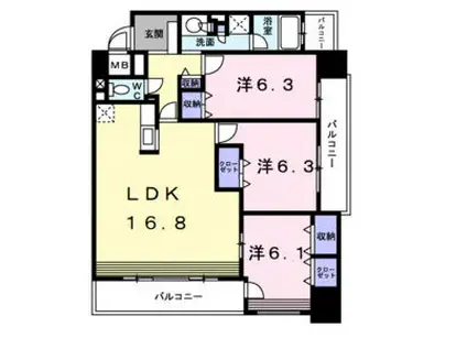 ツインタワー弐番館(3LDK/11階)の間取り写真